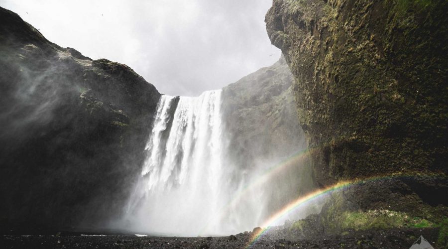 Double rainbow at Skogafoss Waterfall