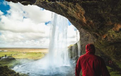 Behind Seljalandsfoss waterfall