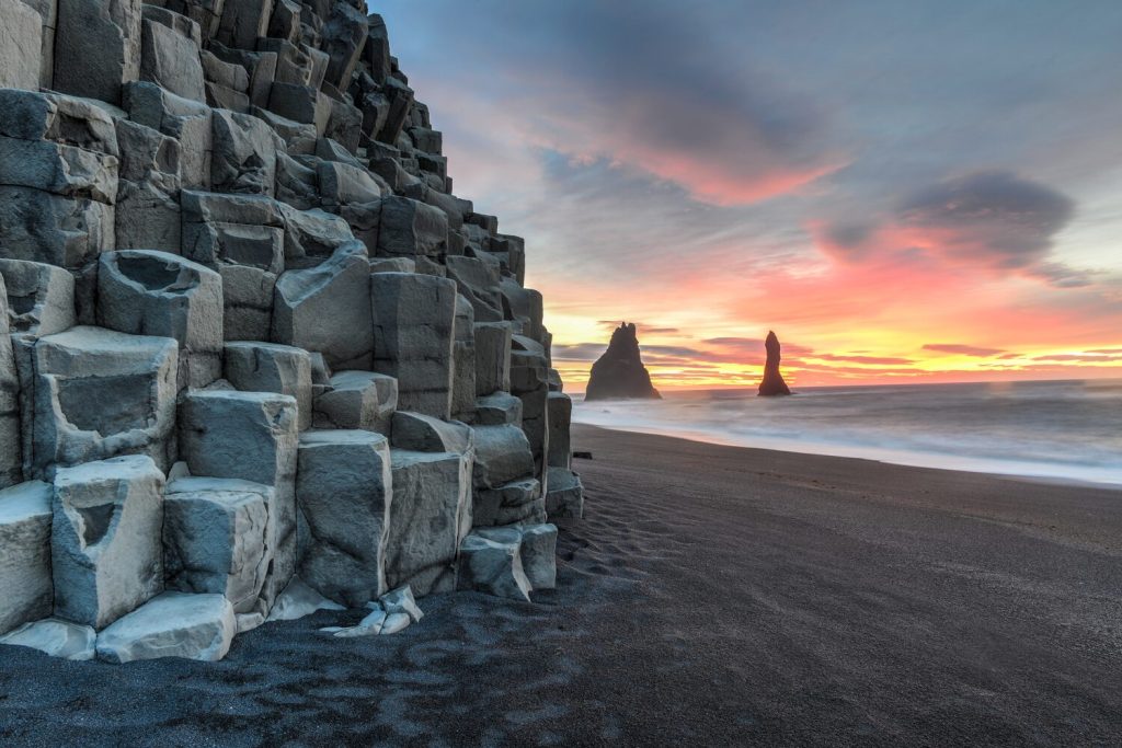 reynisfjara and basalt rock