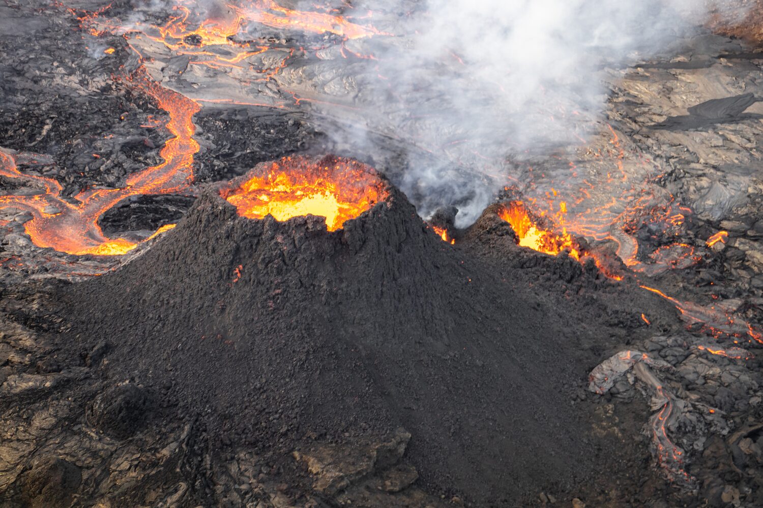 Fagradalsfjall-Volcano from helicopter view