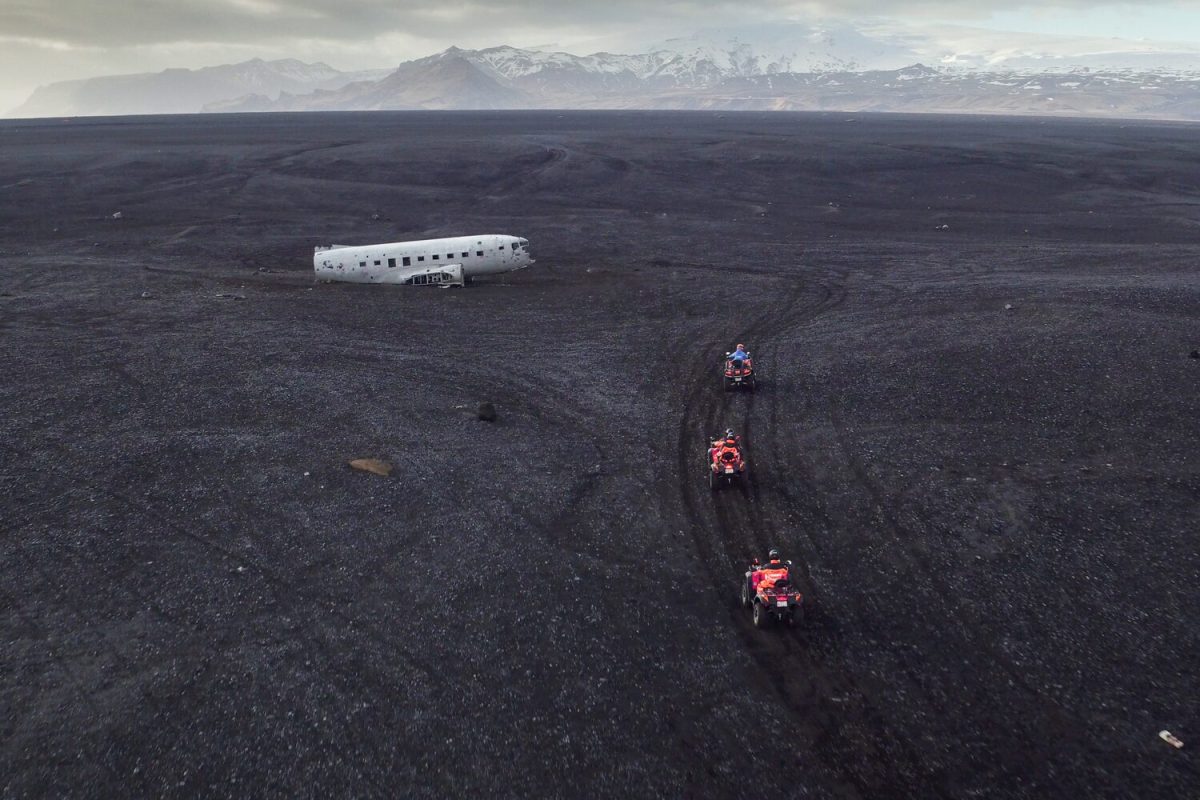 ATV near plane Wreck