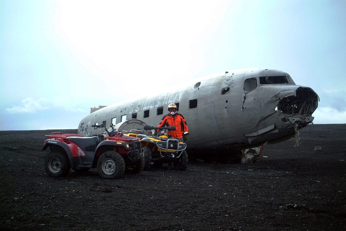 ATV near plane Wreck