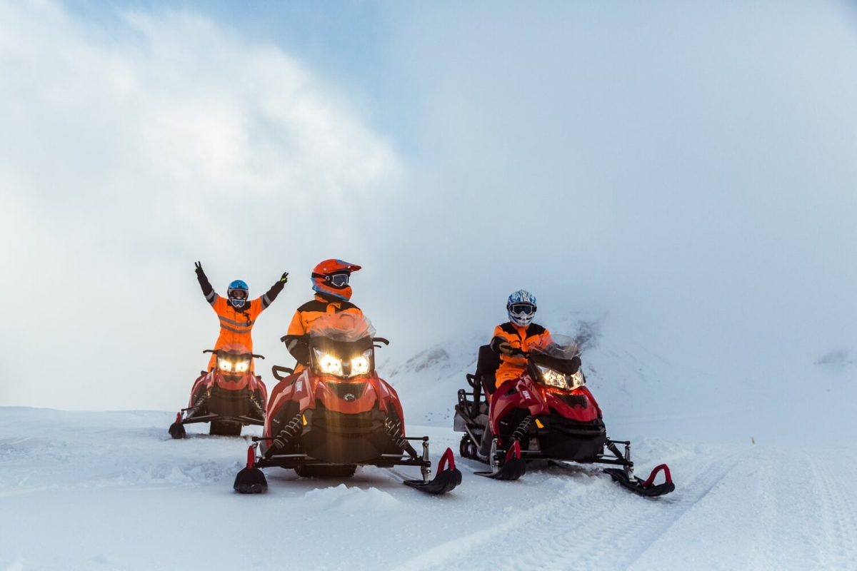Snowmobile on Langjokulll